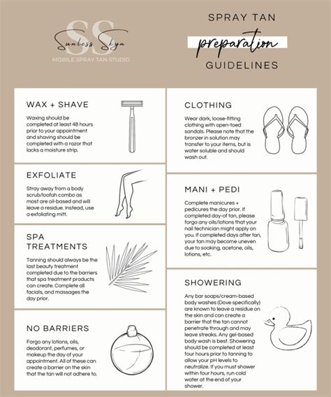 spray tan guidelines.